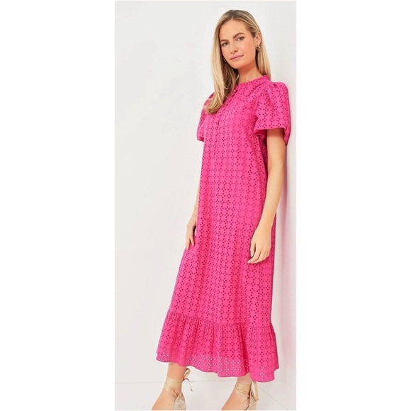 Tuckernuck Hyacinth House Pink Eyelet‎ Midi Tryall Dress Size Small - Picture 4 of 16